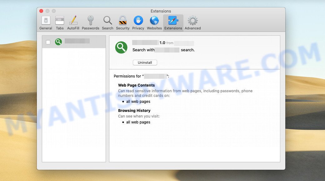 WebImprovment Mac Adware Virus extension