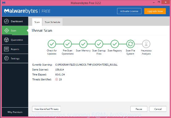 MalwareBytes Anti Malware (MBAM) for Windows detect Search.searchmpctpop.com hijacker and other browser's malicious extensions