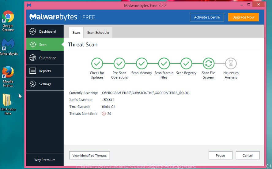 MalwareBytes for Windows search for hijacker infection responsible for Express Package Finder Tab home page