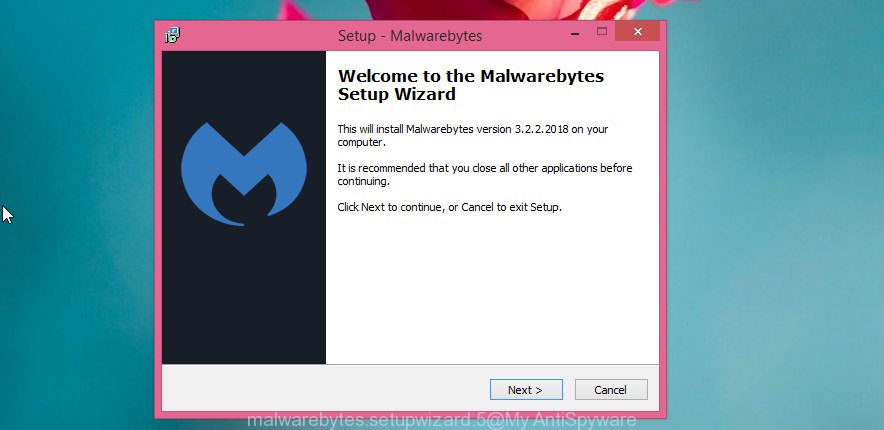 MalwareBytes Anti-Malware (MBAM) for MS Windows setup wizard