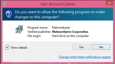 MalwareBytes Anti Malware (MBAM) for Windows uac dialog box