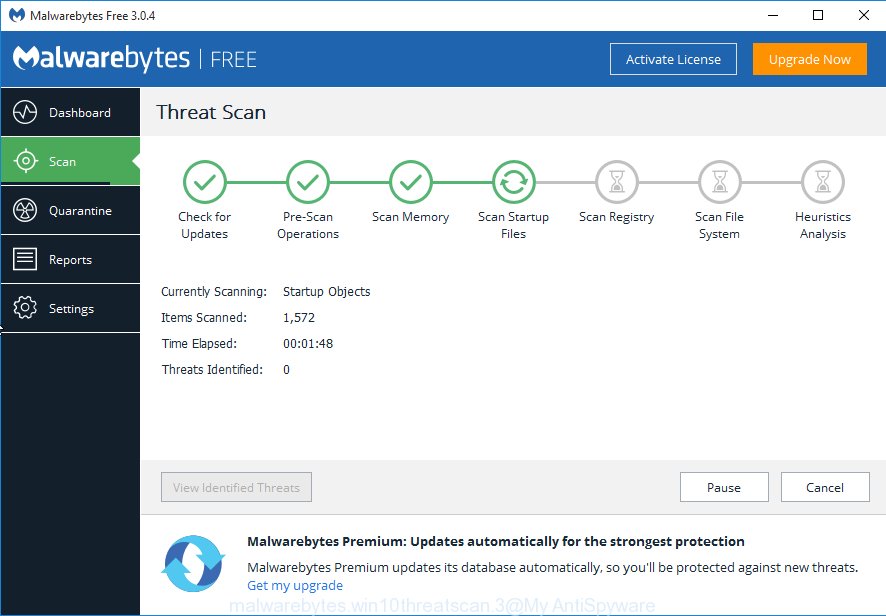 MalwareBytes AntiMalware for Microsoft Windows detect hijacker infection that causes browsers to show intrusive Quick Coupons webpage