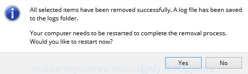 MalwareBytes Anti Malware (MBAM) for MS Windows reboot prompt