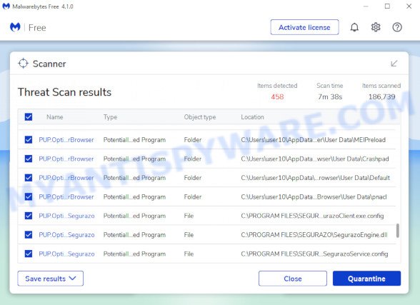 MalwareBytes AntiMalware for MS Windows, scan for adware software is done