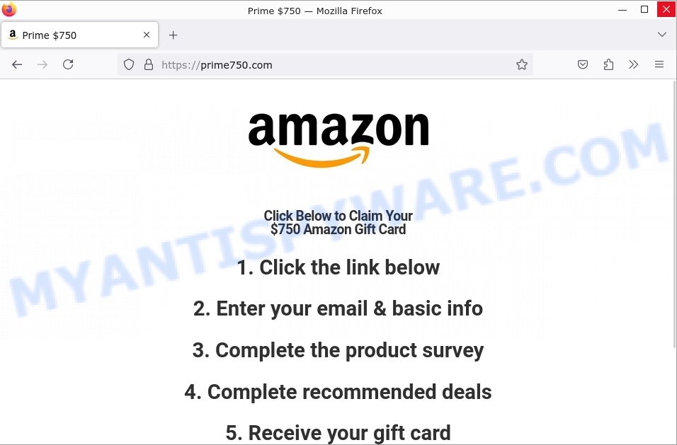 Prime750.com 750 Amazon Gift Card Scam